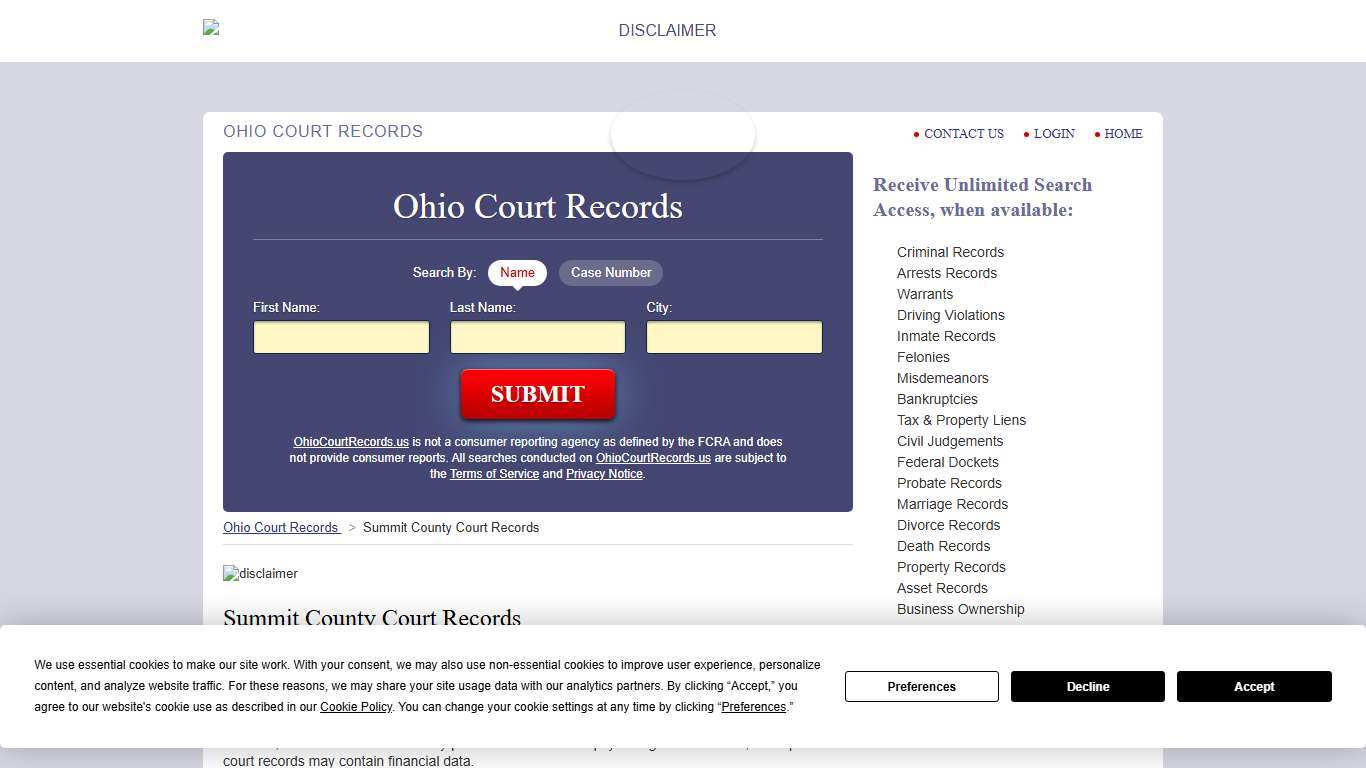 Summit County Court Records | OhioCourtRecords.us