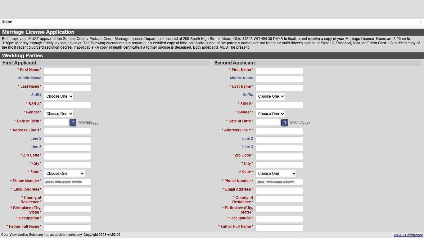 eMarriage License Application - CourtView Justice Solutions